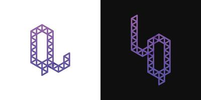Letters LQ and QL Polygon Logo, suitable for business related to polygon with QL or LQ initials vector