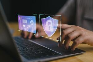internet security, Cyber, firewall security, Data protection, information safety and encryption, secured access to user personal data. photo