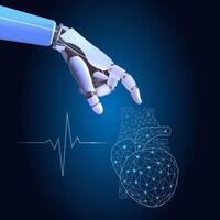 Robot hand artificial intelligence AI, assistance in medical practice. Innovative technologies in science, medical healthcare vector