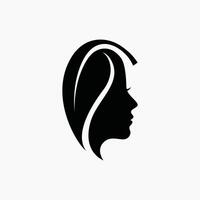 Woman head with leaf beauty boutique spa logo, icon, illustration, clipart design. vector