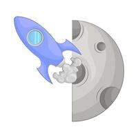 ilustración de Luna con cohete vector