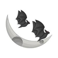 ilustración de Luna con murciélago vector