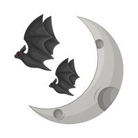Illustration of moon with bat vector