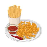 Illustration of tortilla with French fries vector