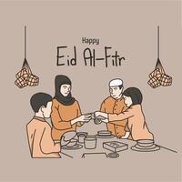 happy eid al-fitr greeting card vector