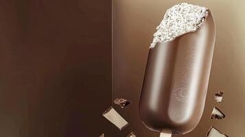 Chocolate ice cream, macro food background photo