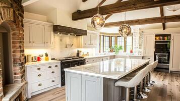 Bespoke kitchen design, country house and cottage interior design, English countryside style renovation and home decor photo