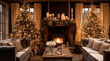 Christmas at the manor, English countryside decoration and interior decor photo