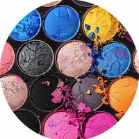 Beauty product and cosmetics texture as circle shape design, makeup blush eyeshadow powder as abstract luxury cosmetic background photo