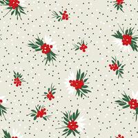 Seamless pattern, tileable Christmas holiday floral country dots print, English countryside flowers for wallpaper, wrapping paper, scrapbook, fabric and product design photo