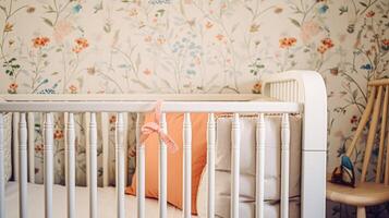 Baby room decor and interior design inspiration in the English countryside style cottage photo