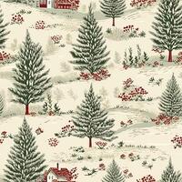 Seamless pattern, tileable holiday cottage in the forest country print, English countryside for wallpaper, wrapping paper, scrapbook, fabric and product design photo