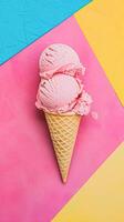 Ice cream colourful summer treat, sweet dessert in summertime, holiday food photo