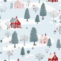 Seamless pattern, tileable winter country cottage print for wallpaper, Christmas wrapping paper, scrapbook, fabric and product design photo