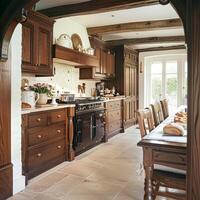 Bespoke kitchen design, country house and cottage interior design, English countryside style renovation and home decor photo