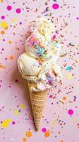 Ice cream colourful summer treat, sweet dessert in summertime, holiday food photo