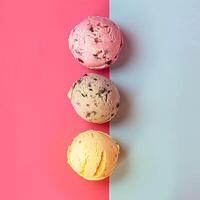 Ice cream colourful summer treat, sweet dessert in summertime, holiday food photo