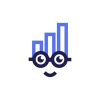 a cartoon character with glasses and a bar chart vector