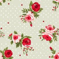 Seamless pattern, tileable floral country holiday print with roses, dots and flowers for wallpaper, wrapping paper, scrapbook, fabric and polka dot roses product design photo