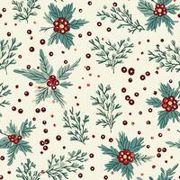 Seamless pattern, tileable modern botanical Christmas holiday, country berry dots print for wallpaper, wrapping paper, scrapbook, fabric and product design photo