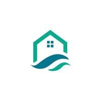 a house with waves and waves logo vector
