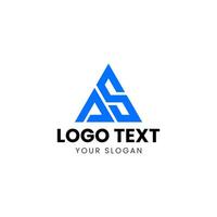 a triangle logo design with blue lettering vector