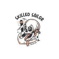 skull logo with the title'skilled sailor' vector