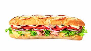 Perfect baguette sandwich, fast food chain menu commercial photo