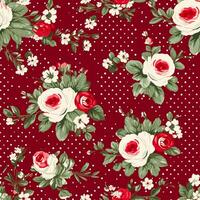 Seamless pattern, tileable Christmas holiday floral, country flowers dots print, English countryside roses for wallpaper, wrapping paper, scrapbook, fabric and product design photo