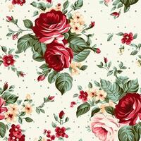 Seamless pattern, tileable floral country holiday print with roses, dots and flowers for wallpaper, wrapping paper, scrapbook, fabric and polka dot roses product design photo