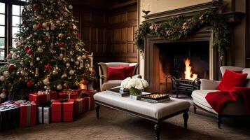 Christmas at the manor, English countryside decoration and interior decor photo