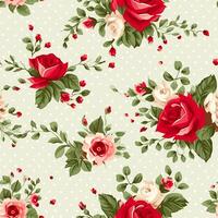 Seamless pattern, tileable floral country holiday print with roses, dots and flowers for wallpaper, wrapping paper, scrapbook, fabric and polka dot roses product design photo