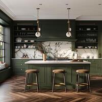 Bespoke kitchen design, country house and cottage interior design, English countryside style renovation and home decor photo