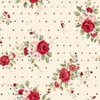 Seamless pattern, tileable floral country holiday print with roses, dots and flowers for wallpaper, wrapping paper, scrapbook, fabric and polka dot roses product design photo