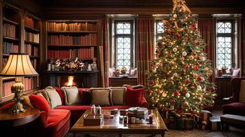 Christmas at the manor, English countryside decoration and interior decor photo