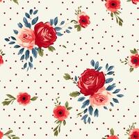 Seamless pattern, tileable floral country holiday print with roses, dots and flowers for wallpaper, wrapping paper, scrapbook, fabric and polka dot roses product design photo