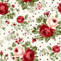 Seamless pattern, tileable floral country holiday print with roses, dots and flowers for wallpaper, wrapping paper, scrapbook, fabric and polka dot roses product design photo