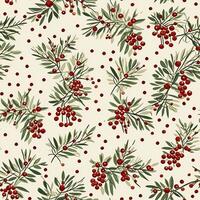 Seamless pattern, tileable modern botanical Christmas holiday, country berry dots print for wallpaper, wrapping paper, scrapbook, fabric and product design photo