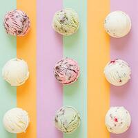 Ice cream colourful summer treat, sweet dessert in summertime, holiday food photo