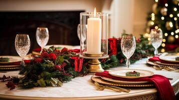 Christmas at the manor, English countryside decoration and interior decor photo