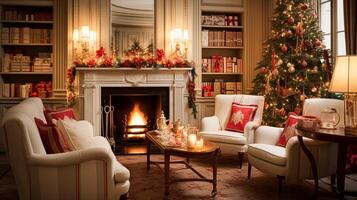 Christmas at the manor, English countryside decoration and interior decor photo