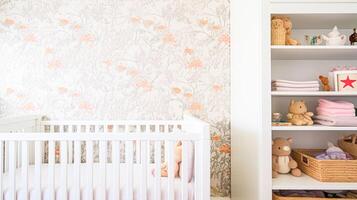 Baby room decor and interior design inspiration in the English countryside style cottage photo