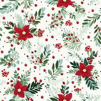 Seamless pattern, tileable Christmas holiday floral country dots print, English countryside flowers for wallpaper, wrapping paper, scrapbook, fabric and product design photo