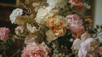 Boda decoración con peonias, floral decoración y evento celebracion, peonía flores y Boda ceremonia en el jardín, Inglés país estilo foto