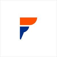 the letter f is shown in an orange and blue color vector