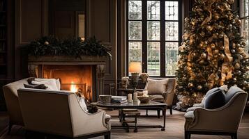 Christmas at the manor, English countryside decoration and interior decor photo