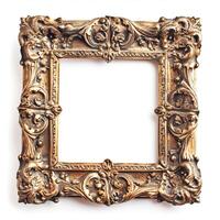 Blank empty gold picture frame isolated on white background photo