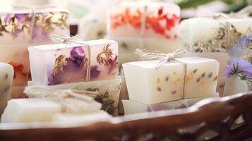 Homemade soap with floral scent photo