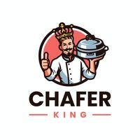 a chef with a dish in his hand and a crown on his head vector