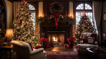 Christmas at the manor, English countryside decoration and interior decor photo